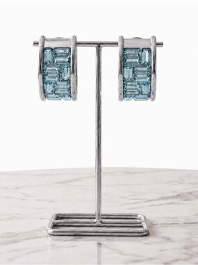 Givenchy Silver-Tone Earrings with Light Blue Stones